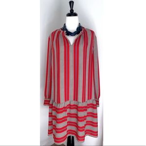 LOFT Red Spiced Flounce Drop Waist Dress